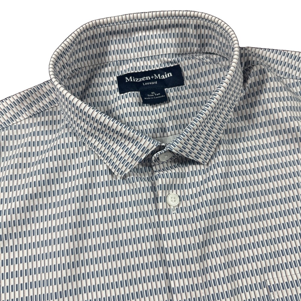 Mizzen + Main Shirt Mens XL Trim Tall Geometric Print Leeward Short Sleeve NWOT